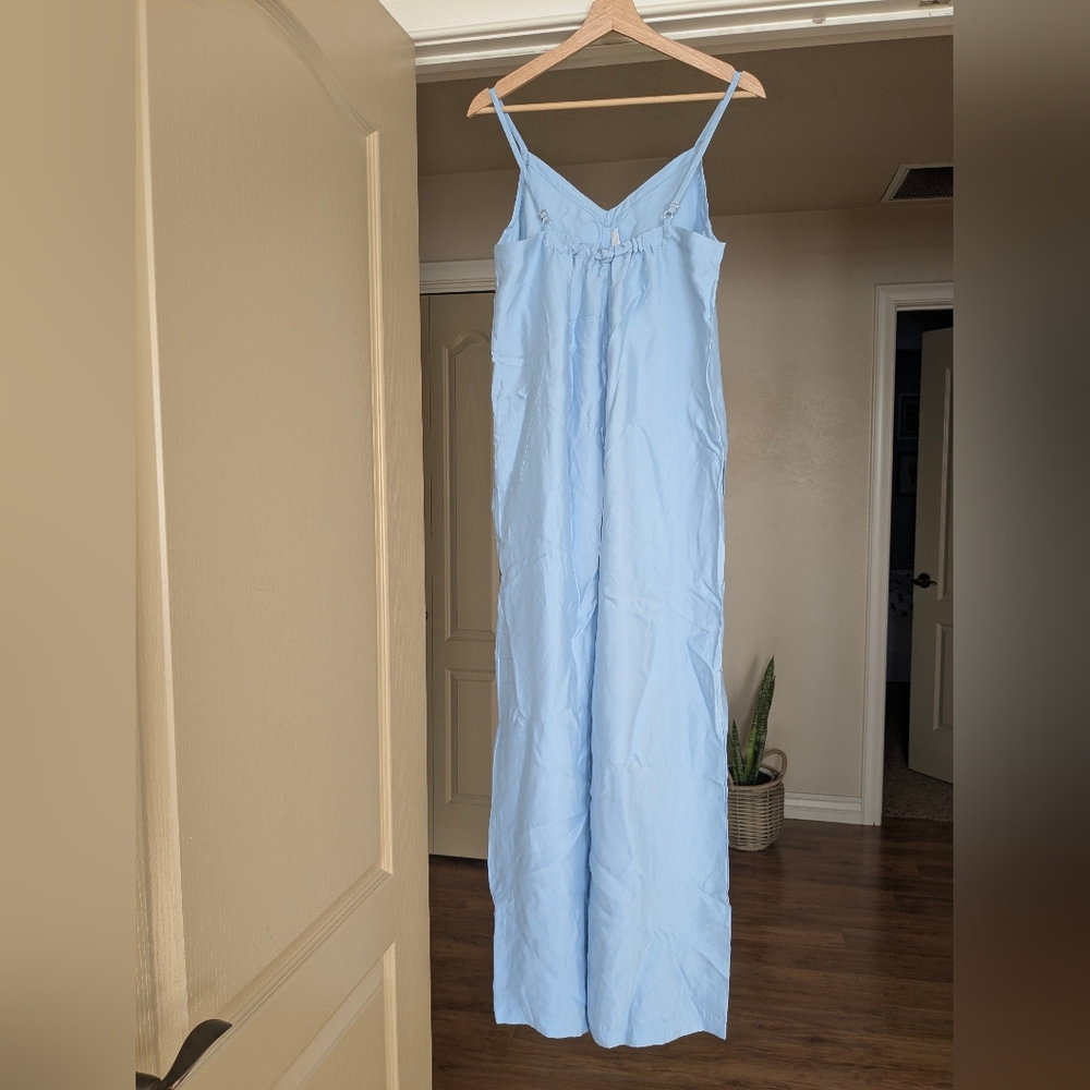 Athleta Calm Cool Romper Jumpsuit Light Blue Pajama Sleep Loungewear - Picture 3 of 10